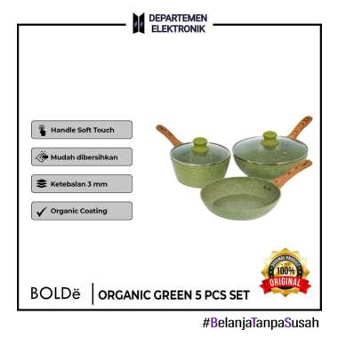 Bolde Organic Pan Set Cookware Panci Wajan Green Granit