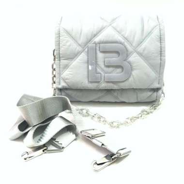 Bimba Y Lola Nylon Flap Crossbody in Quilted Light Blue