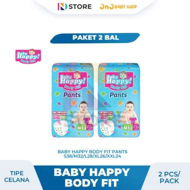Baby Happy Body Fit S38/M32/L28/XL26/XXL24 Paket 2 Ball/Pack Tipe Celana BBY HAPPY L28 2 BALL