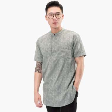 Jane Frey Clothing 8179 Kurta Pendek Pria Jacguard M-XL Koko Kurta XXL E Green Sage