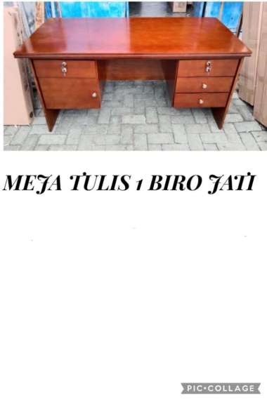 meja tulis jati 1 biro / meja kantor kayu
