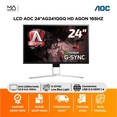 Monitor AOC AGON LED 24" AG241QG QHD 1ms 165Hz NVIDIA G-SYNC Gaming Monitor - Garansi Resmi