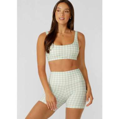 Lorna Jane Sports Bra , Sweet Gingham Sports Bra - Soft Mint Ranch Gingham Print S Soft Mint Ranch G