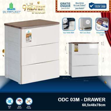 Olymplast Drawer Lemari Plastik Drawer Cabinet Laci Penyimpanan Plastik 3 Susun ODC 03 Cream
