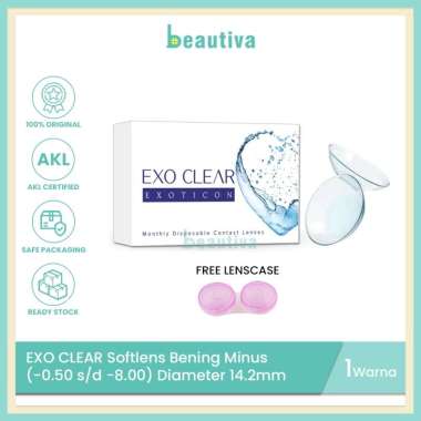 EXO CLEAR Softlens Bening Minus (-0.50 s/d -8.00) Dia.14.2mm + FREE Lenscase -7.50