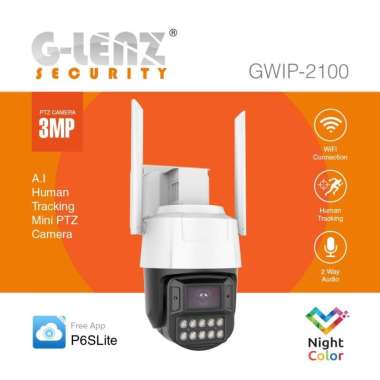 TECHNO GLENZ SECURITY PTZ IP CAMERA WIFI 3MP OUTDOOR NIGHT COLOR (GWIP-2100) No Memory