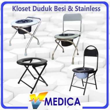 Kursi Toilet Commode Chair BESI & STAINLESS / Kursi BAB Toilet Wanita Hamil Lanjut Usia / WC duduk p