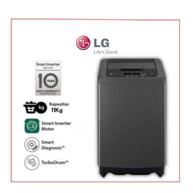 LG Mesin Cuci Top Loading 11kg T2311VSPB - Smart Inverter Motor, Turbo Drum, Quick Wash