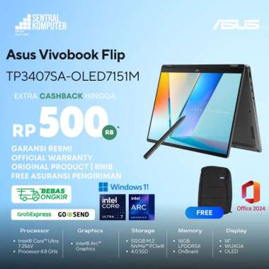 Asus Vivobook Flip TP3407SA-OLED7151M Core Ultra 7 256V Memory 16GB LPDDR5X SSD 512GB Windows OFFICE