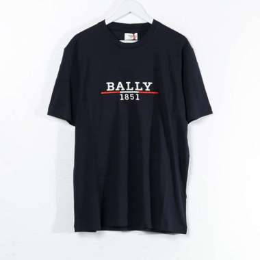 Kaos BALLY 1851 LOGO WHITE EMBROIDERED BLACK Tshirt 100% ORIGINAL L