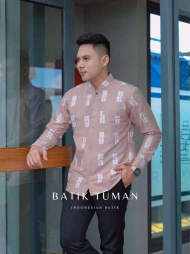 ACHMAD MOCCA Slimfit Baju Koko Muslim Batik Cap Dewasa Lengan Panjang Slimfit XL