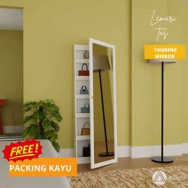 Cermin Lemari Tas Berdiri Tinggi 170, Panjang 60 Standing Mirror Aesthetic – Cermin Lantai Lampu LED
