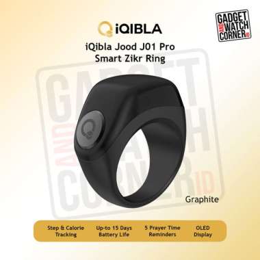 iQibla Zikr Smart Ring JOOD PRO Cincin Tasbih Zikir Muslim Digital Graphite
