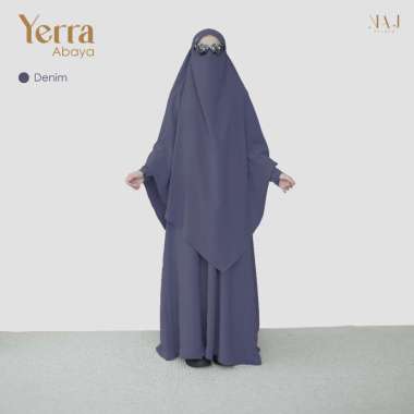 NAJ Studio - Yerra Abaya Anti UV Gamis Lebaran 2025 Outfit Umroh Haji Premium XXL Denim