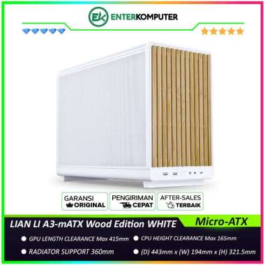 LIAN LI A3-mATX Wood Edition WHITE - Steel Mesh Panels White with Beech Wood - Stylish Micro-ATX Des