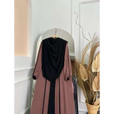 DFM - Halwa Cardigan Set Syar’i Pasmina Oval Abaya Wanita Bahan Crinkle Airflow HALWA TANGAN KARET M
