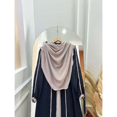 DFM - Halwa Cardigan Set Syar’i Pasmina Oval Abaya Wanita Bahan Crinkle Airflow HALWA TANGAN KARET N