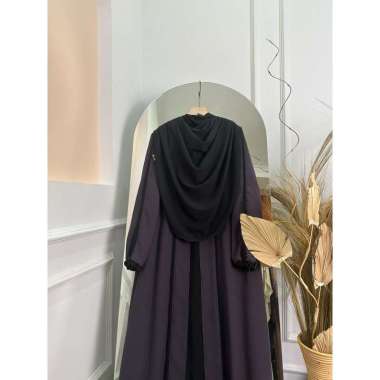 DFM - Halwa Cardigan Set Syar’i Pasmina Oval Abaya Wanita Bahan Crinkle Airflow HALWA TANGAN KARET I