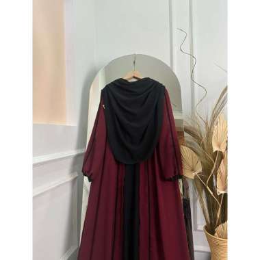 DFM - Halwa Cardigan Set Syar’i Pasmina Oval Abaya Wanita Bahan Crinkle Airflow HALWA TANGAN KARET B