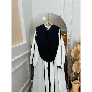 DFM - Halwa Cardigan Set Syar’i Pasmina Oval Abaya Wanita Bahan Crinkle Airflow HALWA TANGAN KARET P