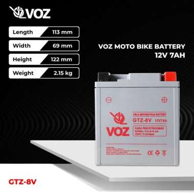 Voz Aki Motor GTZ8V 12V 7Ah - Baterai Aki Motor - Battery Motorcycle voz GTZ-8V original murah berga