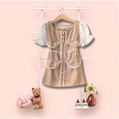 Dress Anak Perempuan . Dres Anak . SNES-92 Size XL Brown