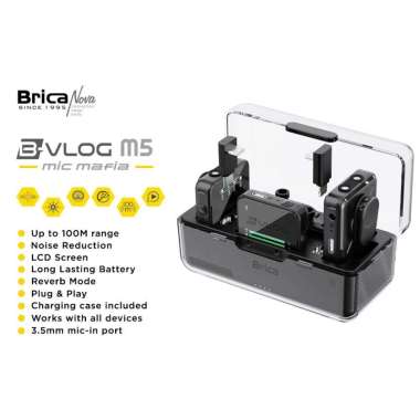 Brica B-VLOG M5 Dual Wireless Microphone - Clip On Mic Vlog - With Charging Case Mic Wireless BVLOG