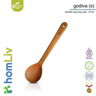 HOMLIV 1pcs Godiva Irus Sendok Soup Kayu Jati Size Medium Godiva Wooden Soup Foodgrade Original Godi