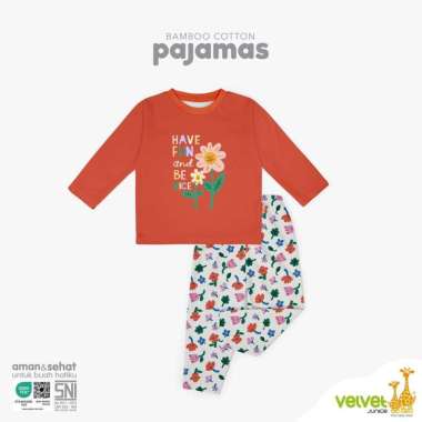 Velvet Junior Bamboo Cotton 9 Piyama Anak Perempuan Fire Flowers Series 3Y