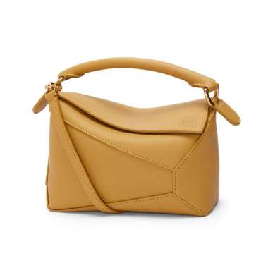 Loewe Mini Puzzle Edge Bag in Classic Calfskin Sahara Ghw Brown