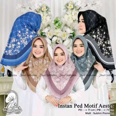 hijab instan printing motif aester termurah aester abu