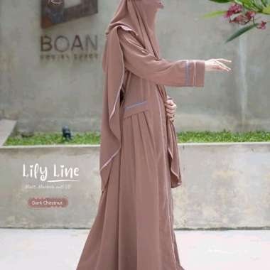 gamis Lily line by damaira| gamis set non ped bandana | gamis set syar'i L taupe set np