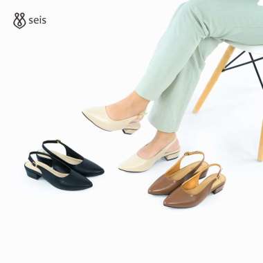 SEIS Siena Mules Heels Wanita | Slingback Hak 3 cm 38 BLACK
