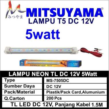 Lampu Neon TL Aki 5 Watt MS-7505DC / DC 12V / Panjang 15 CM / 9 LED Mitsuyama Bohlam SMD Putih
