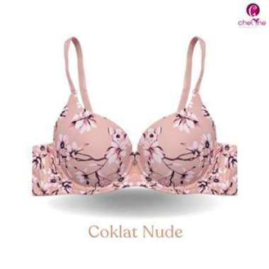 Chelyne BH Wanita V88125 Trendy Bra Spandex Lycra Motif Bunga Premium Dengan Kawat Penyangga - Full 