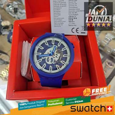JAM TANGAN PRIA SWATCH ORIGINAL SWATCH SB01N102 SWATCH SB01N 102 BIG BOLD RUBBER BLUE STRAP