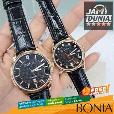 JAM TANGAN COUPLE BONIA SAPPHIRE ORIGINAL BLACK ROSE GOLD BONIA BNR192-2737 AND BONIA BNR192-1732 JA