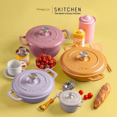 Skitchen Aurora Enamel Braiser Pan Cast Iron (28 cm) Coklat