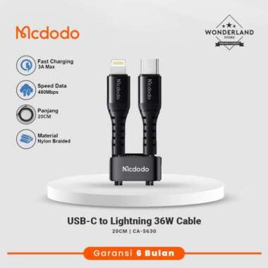 Mcdodo Kabel Powerbank Pendek USB-C to Lightning 36W PD Fast Charging Nylon Braided C to Lightning