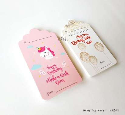 (HTB02) tag ucapan ulang tahun birthday unicorn