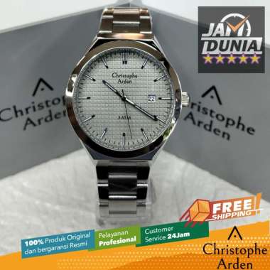 JAM TANGAN CHRISTOPHE ARDEN PRIA ORIGINAL SILVER GREY STAINLESS STEEL STRAP CAF200 CA F200 JAM ANALO