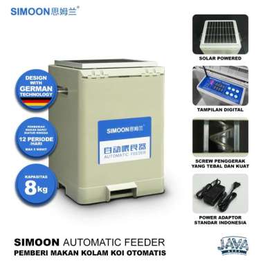 SIMOON Auto Koi Feeder 8Kg Solar Panel Auto Fish Feeder Timer Otomatis + adaptor