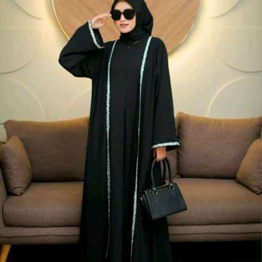 Kiukiu Zahra Abaya Hitam - Abaya Hitam Syari Payet Mewah - Abaya wanita muslimah - Abaya Hitam