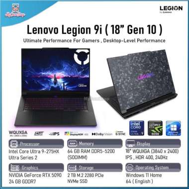 LENOVO LEGION 9I GEN 10 ULTRA 9 275HX 64GB RAM 2TB SSD RTX 5090 24GB VRAM 18" WQUXGA IPS