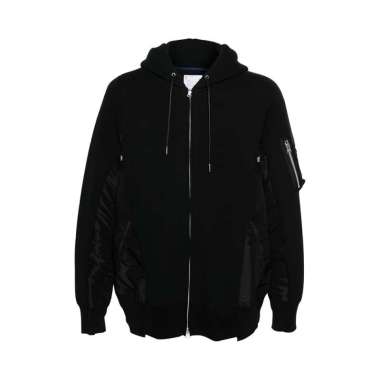 [12.12 Dealcember] Sacai Sponge Sweat Nylon Twill Hoodie All Black 2 Black