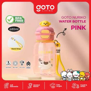 Goto Nuriko Water Bottle Anti Tumpah Botol Minum Anak Sekolah TK 680ML PINK