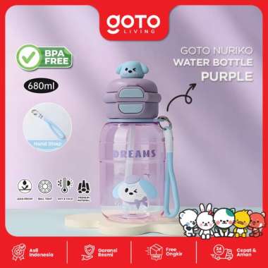 Goto Nuriko Water Bottle Anti Tumpah Botol Minum Anak Sekolah TK 680ML PURPLE