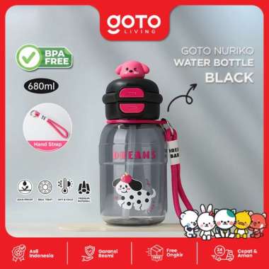 Goto Nuriko Water Bottle Anti Tumpah Botol Minum Anak Sekolah TK 680ML BLACK