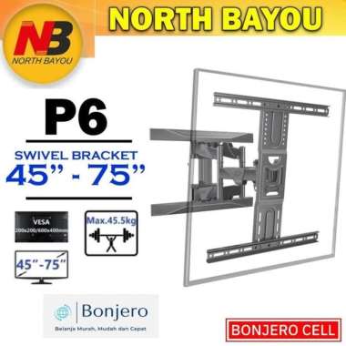 Bracket TV Monitor LED LCD North Bayou NB P6 NBP6 45-75 Inch Full-Motion Cantilever Mount - Kabel, B