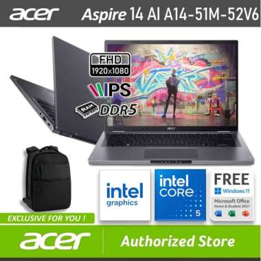 Laptop ACER Aspire 14 AI A14 51M 52V6 Intel Core i5 120U ram 16GB ssd 512GB 14" IPS Windows 11 OHS